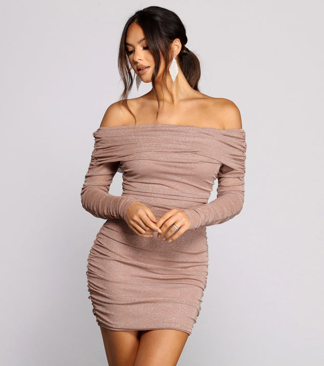the Shoulder Glitter Mini Dress | Windsor